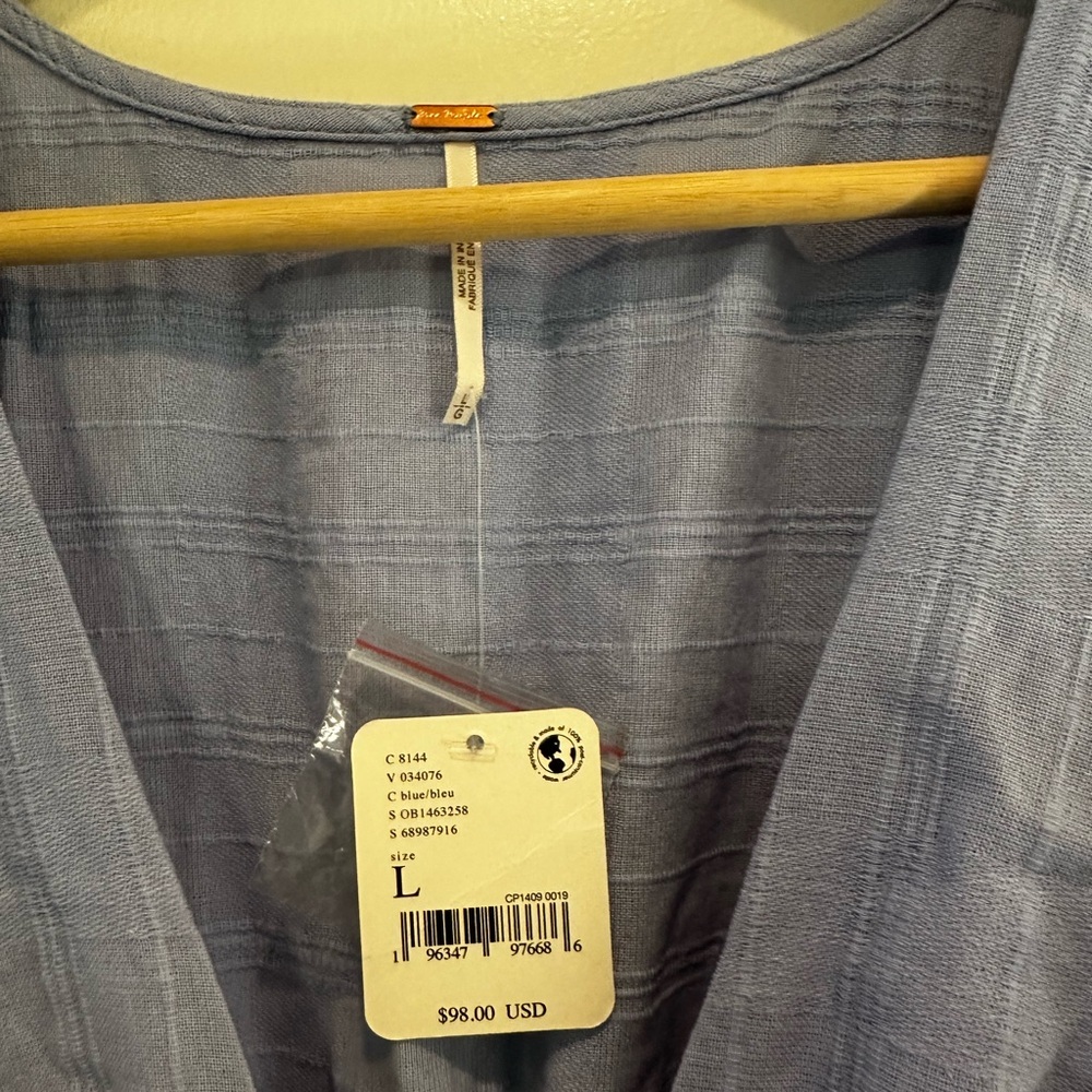 NWT Free People Blue Button-Down Dress size L - Picture 3 of 4
